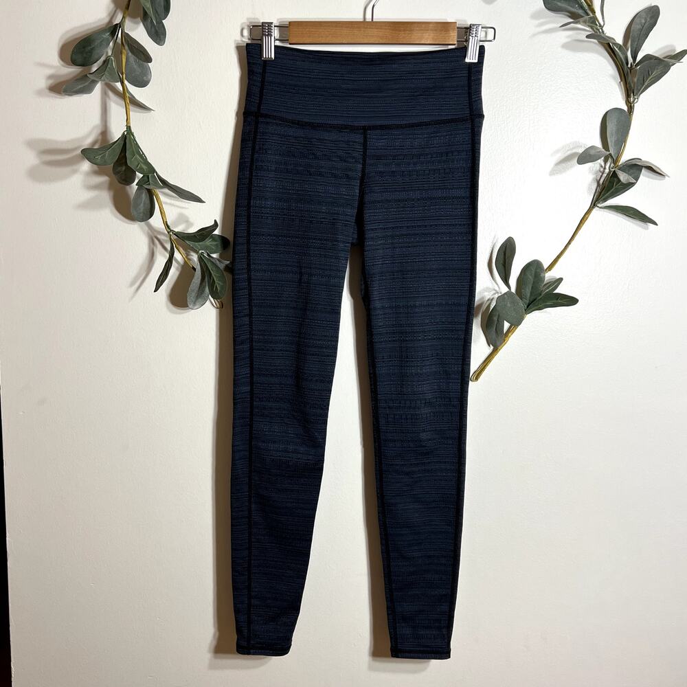 Athleta Blue Striped Leggings